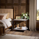 Eisen Nightstand, Striated Marble by Four Hands-Furniture - Bedroom-High Fashion Home