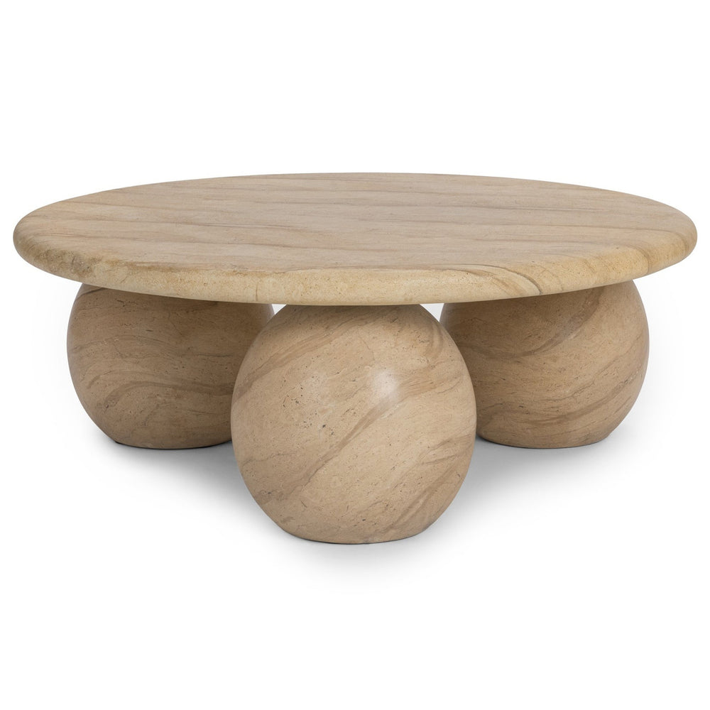 Elaria Outdoor Round Coffee Table, Beige-Furniture - Outdoor-High Fashion Home