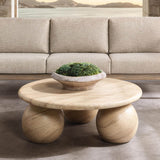 Elaria Outdoor Round Coffee Table, Beige-Furniture - Outdoor-High Fashion Home