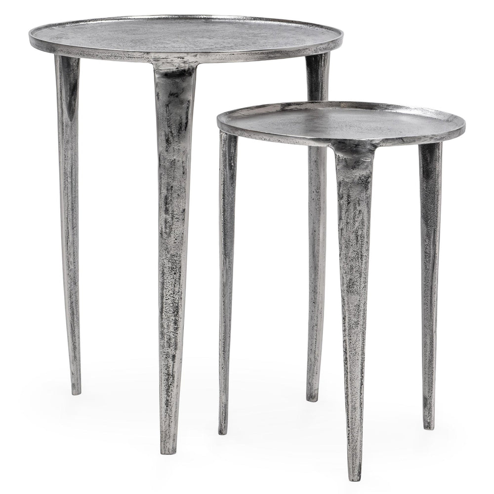 Elinor Nesting Accent Tables, Nickel, Set of 2-Furniture - Accent Tables-High Fashion Home