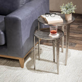 Elinor Nesting Accent Tables, Nickel, Set of 2-Furniture - Accent Tables-High Fashion Home