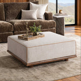 Ellerie Square Ottoman, Latte-Furniture - Chairs-High Fashion Home