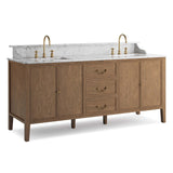 Elliston Double Vanity, Satin Worn Oak by Four Hands-Furniture - Storage-High Fashion Home