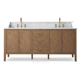 Elliston Double Vanity, Satin Worn Oak by Four Hands-Furniture - Storage-High Fashion Home