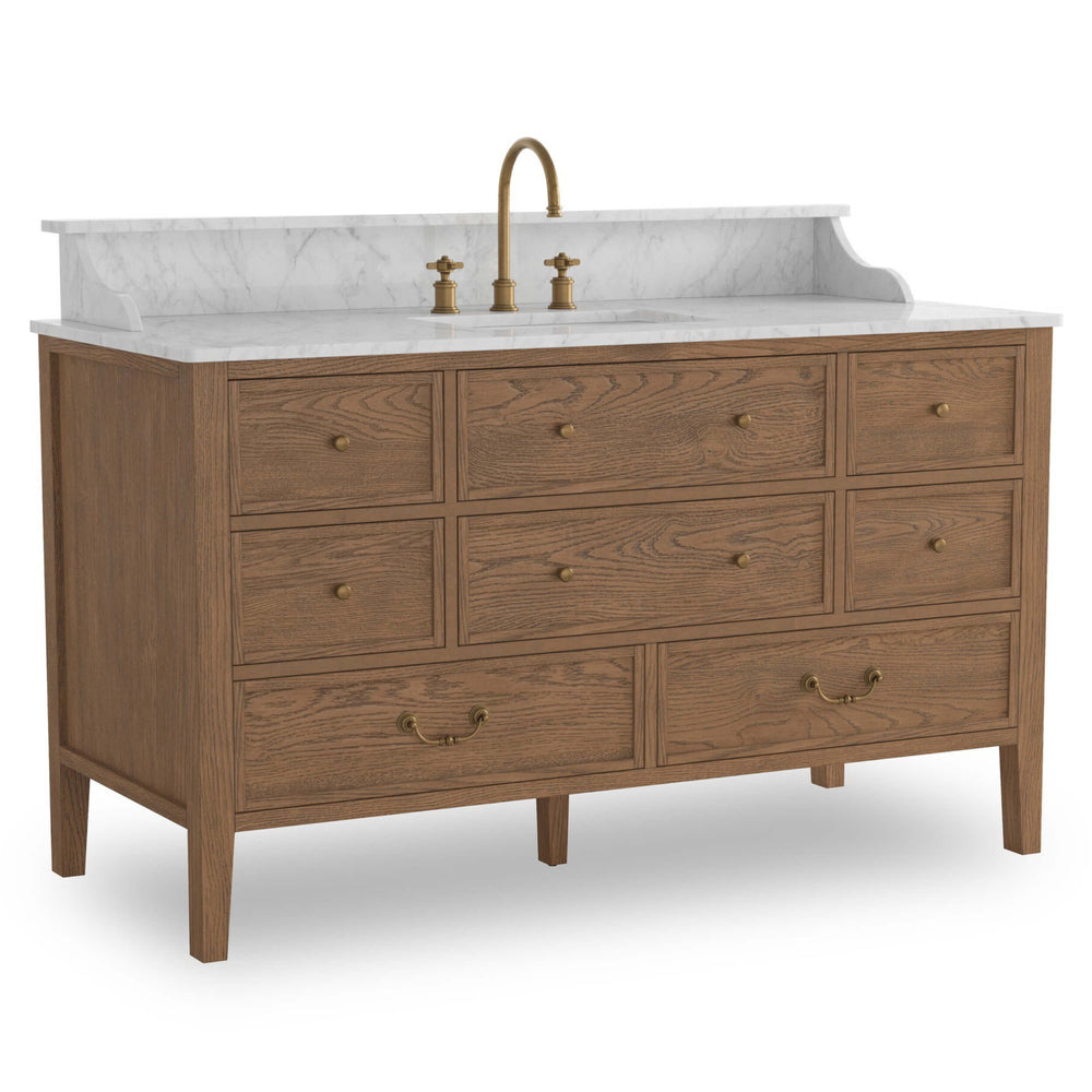 Elliston Single Vanity, Satin Worn Oak by Four Hands-Furniture - Storage-High Fashion Home
