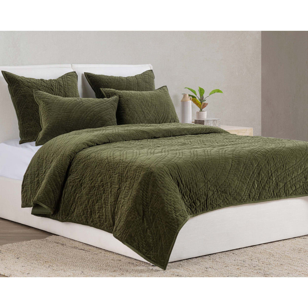 Elms Quilt, Loden Green-Accessories-High Fashion Home