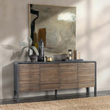 Elodie 4 Door Cabinet, Black/Natural