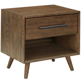 Emery 1 Drawer Nightstand, Walnut-Furniture - Bedroom-High Fashion Home