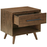 Emery 1 Drawer Nightstand, Walnut-Furniture - Bedroom-High Fashion Home