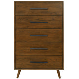 Emery 5 Drawer Chest, Walnut-Furniture - Storage-High Fashion Home