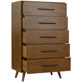 Emery 5 Drawer Chest, Walnut-Furniture - Storage-High Fashion Home