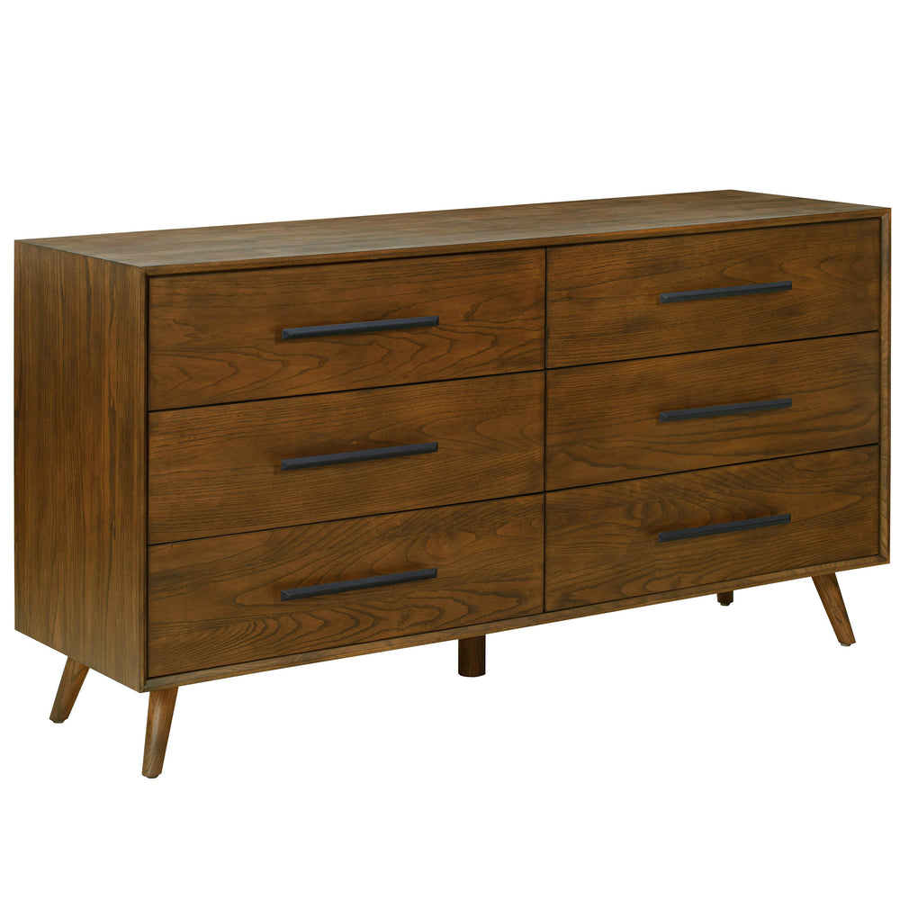 Emery 6 Drawer Dresser, Walnut-Furniture - Storage-High Fashion Home