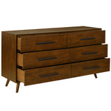 Emery 6 Drawer Dresser, Walnut-Furniture - Storage-High Fashion Home