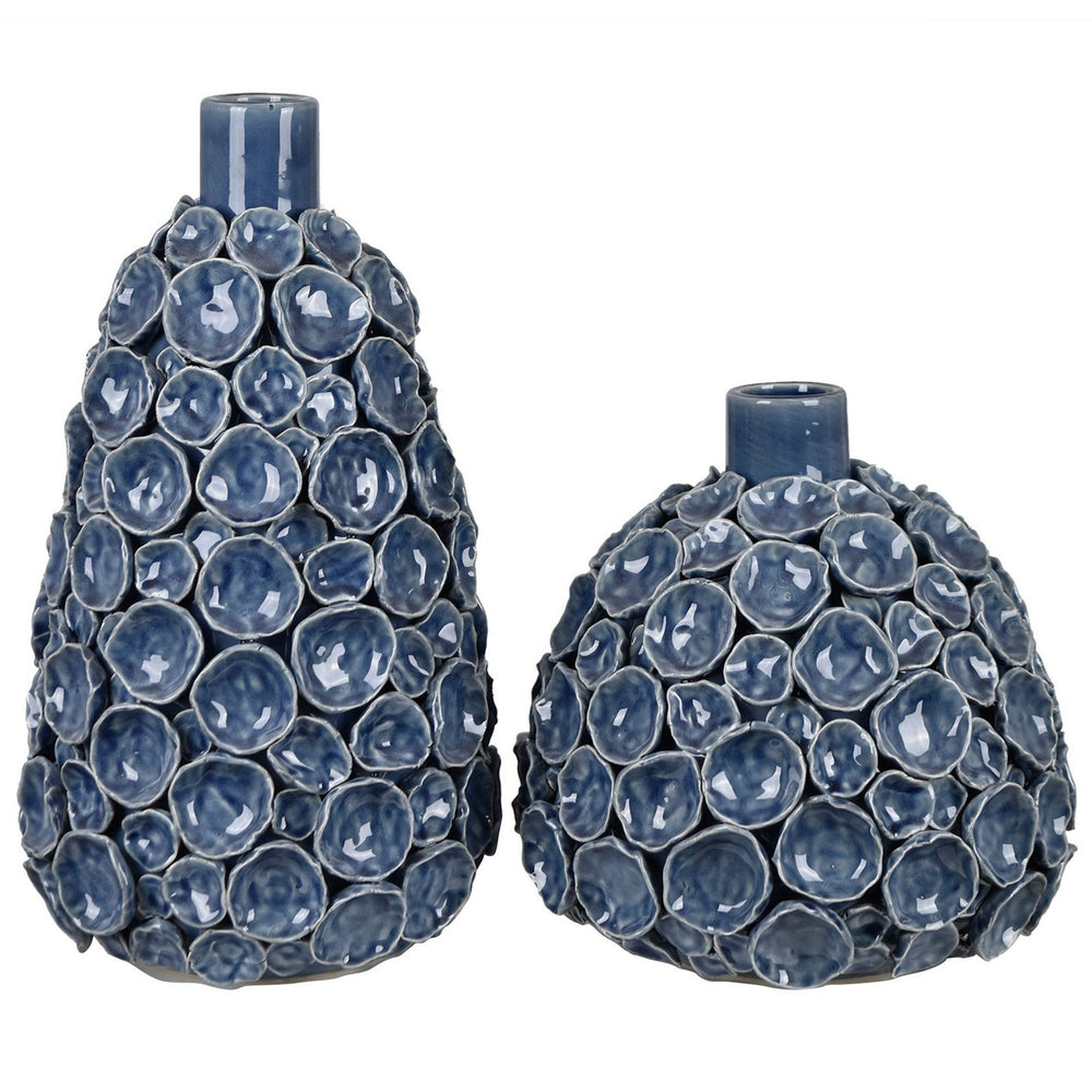 Emile Vases, Blue, Set of 2-Accessories-High Fashion Home