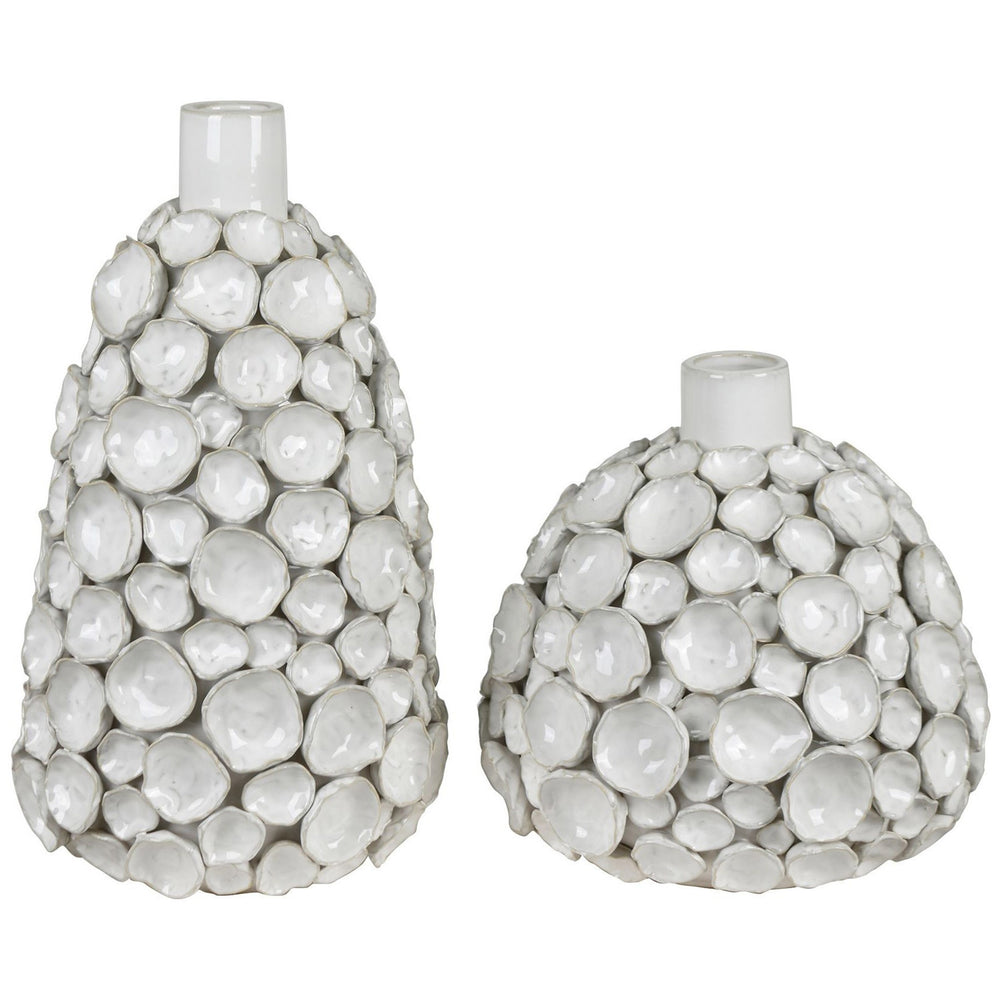 Emile Vases, White, Set of 2-Accessories-High Fashion Home