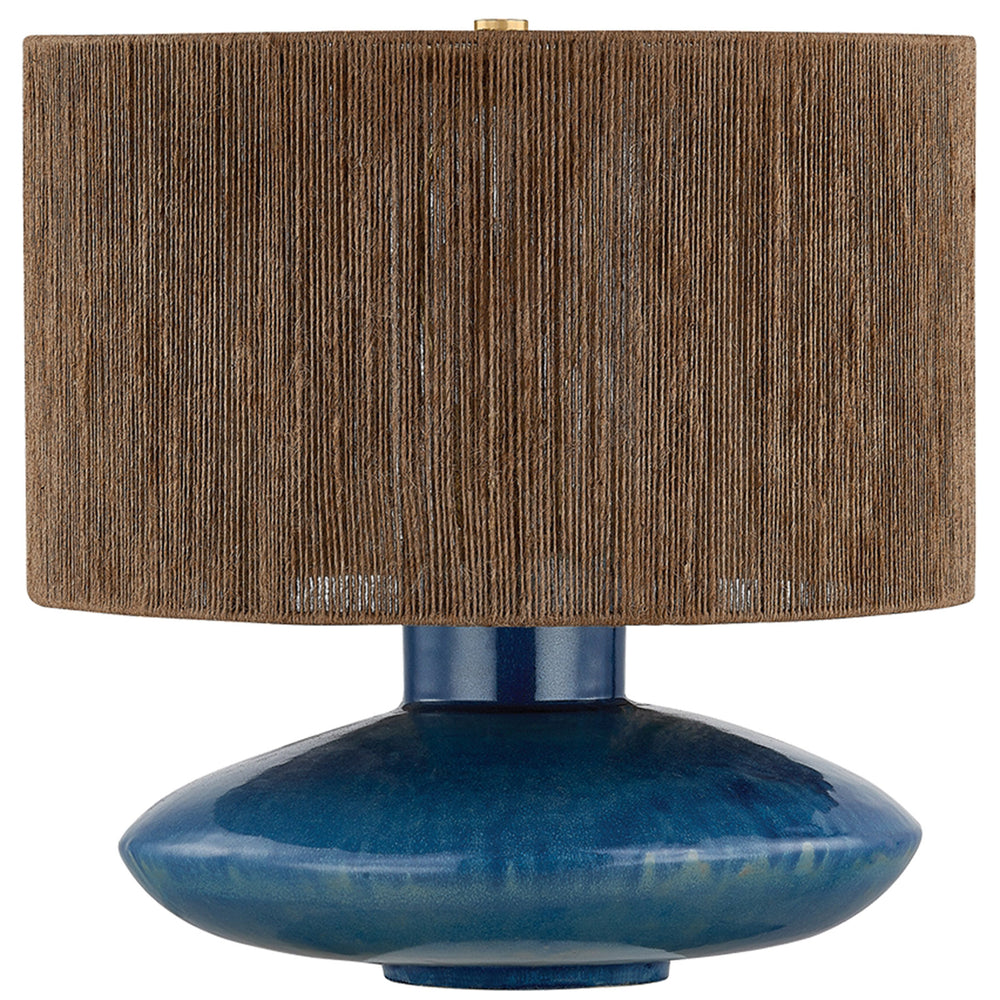 Enya Table Lamp, Aged Brass/Ceramic Shadow Amphora