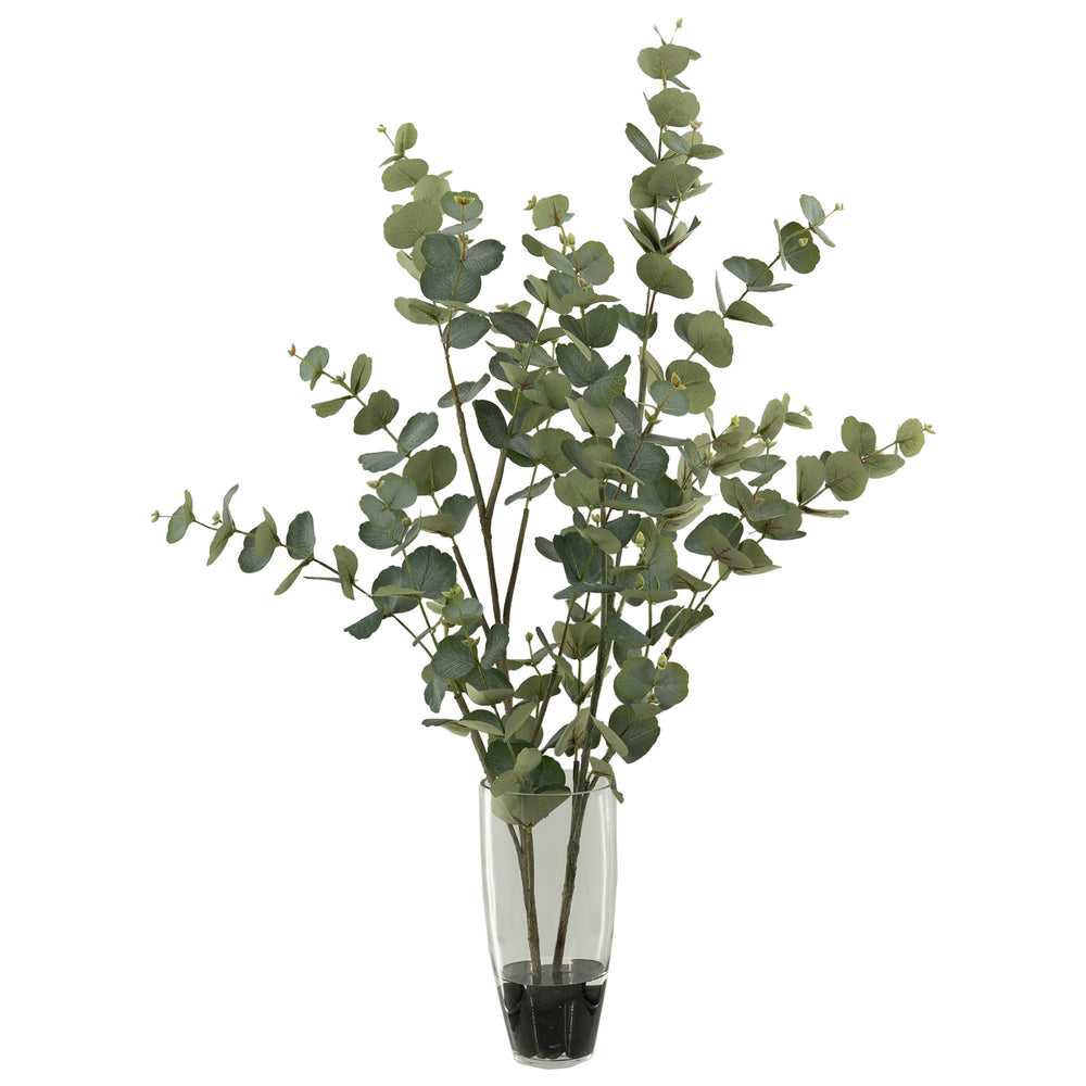 Eucalyptus in Aurora Cylinder Vase, Clear-Accessories-High Fashion Home