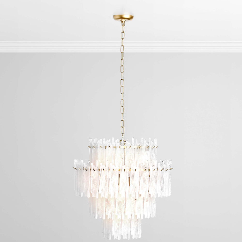Everly Round Chandelier, Clear/White-Lighting-High Fashion Home