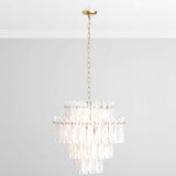 Everly Round Chandelier, Clear/White-Lighting-High Fashion Home
