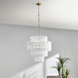 Everly Round Chandelier, Clear/White-Lighting-High Fashion Home
