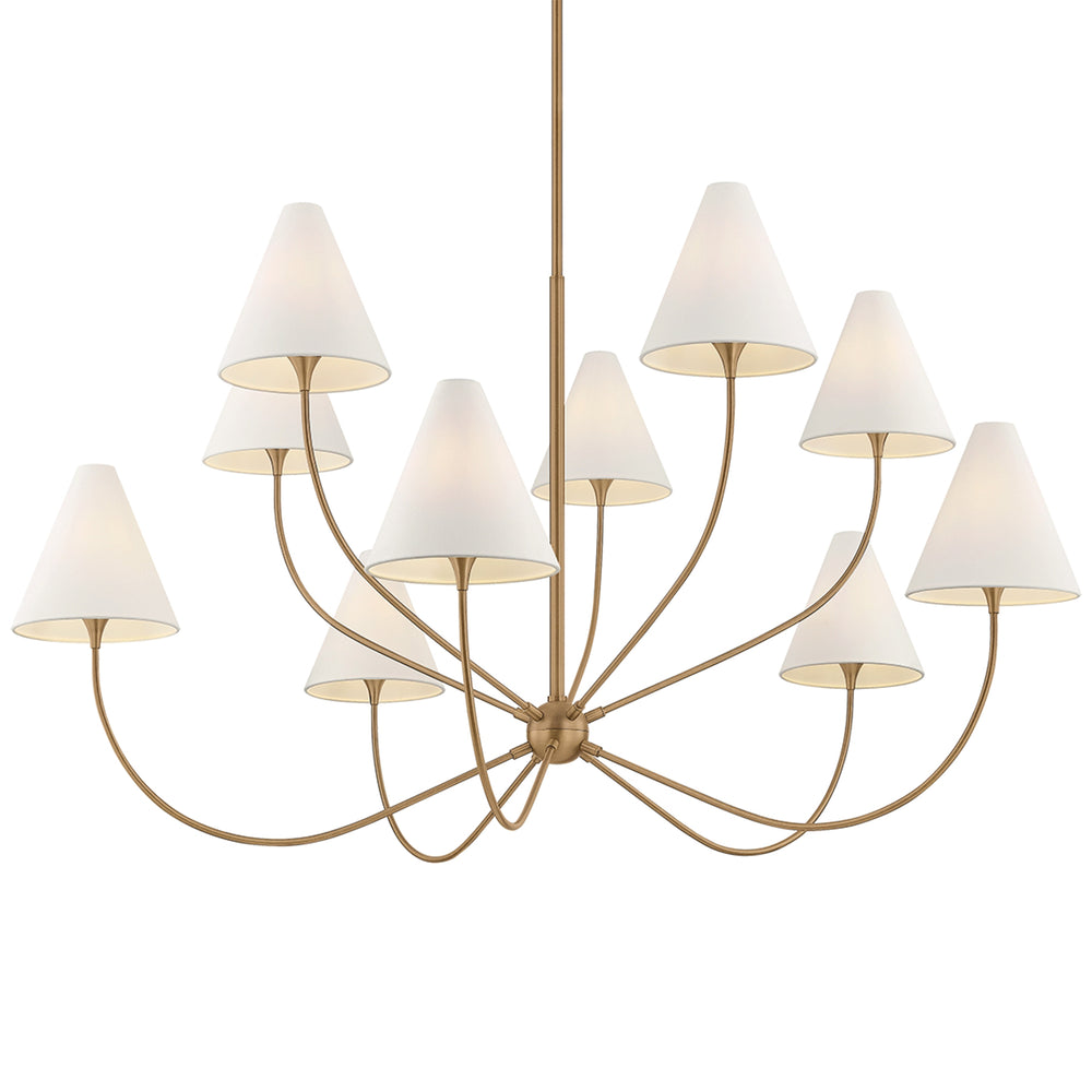 Evermore 10 Light Chandelier, Patina Brass