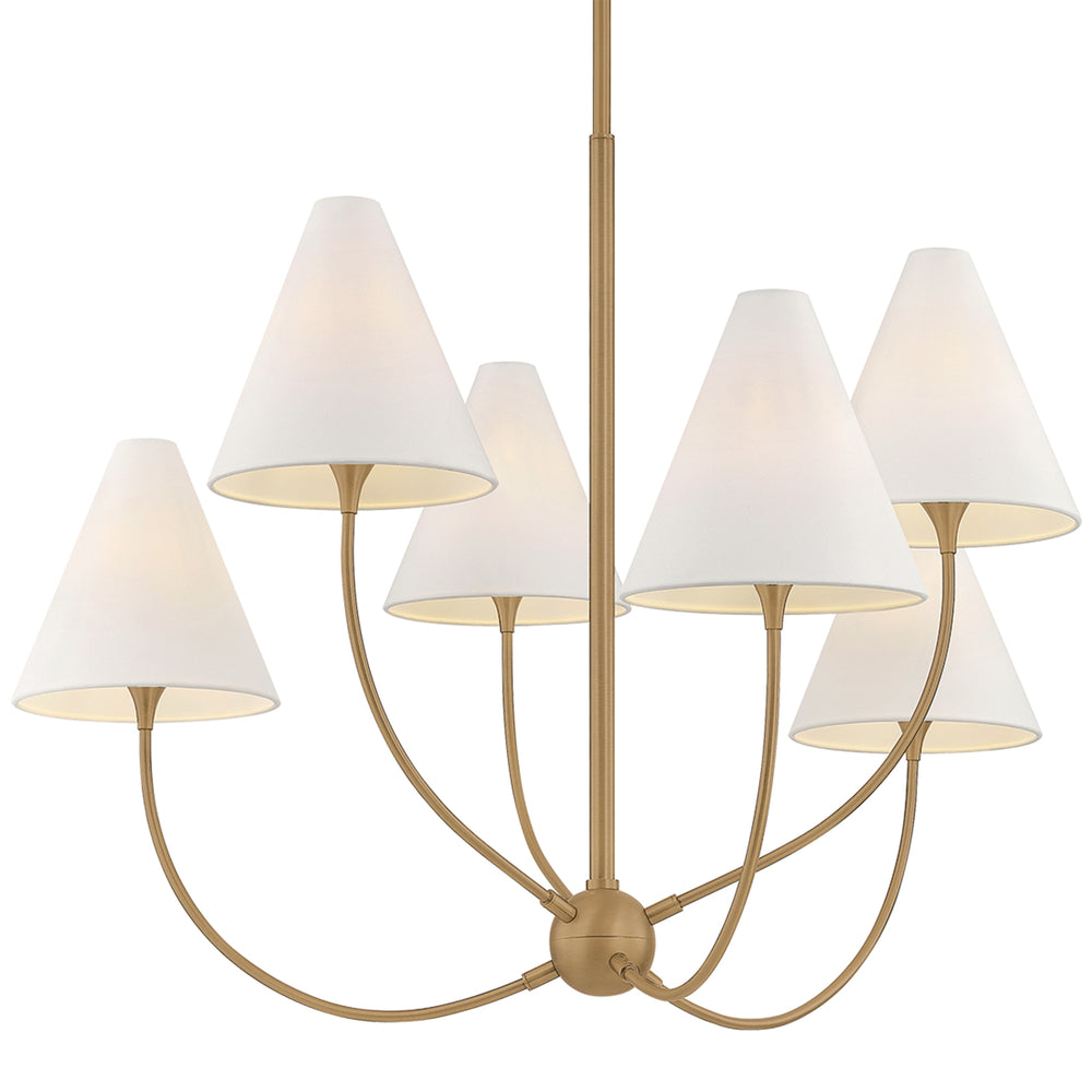Evermore 6 Light Chandelier, Patina Brass