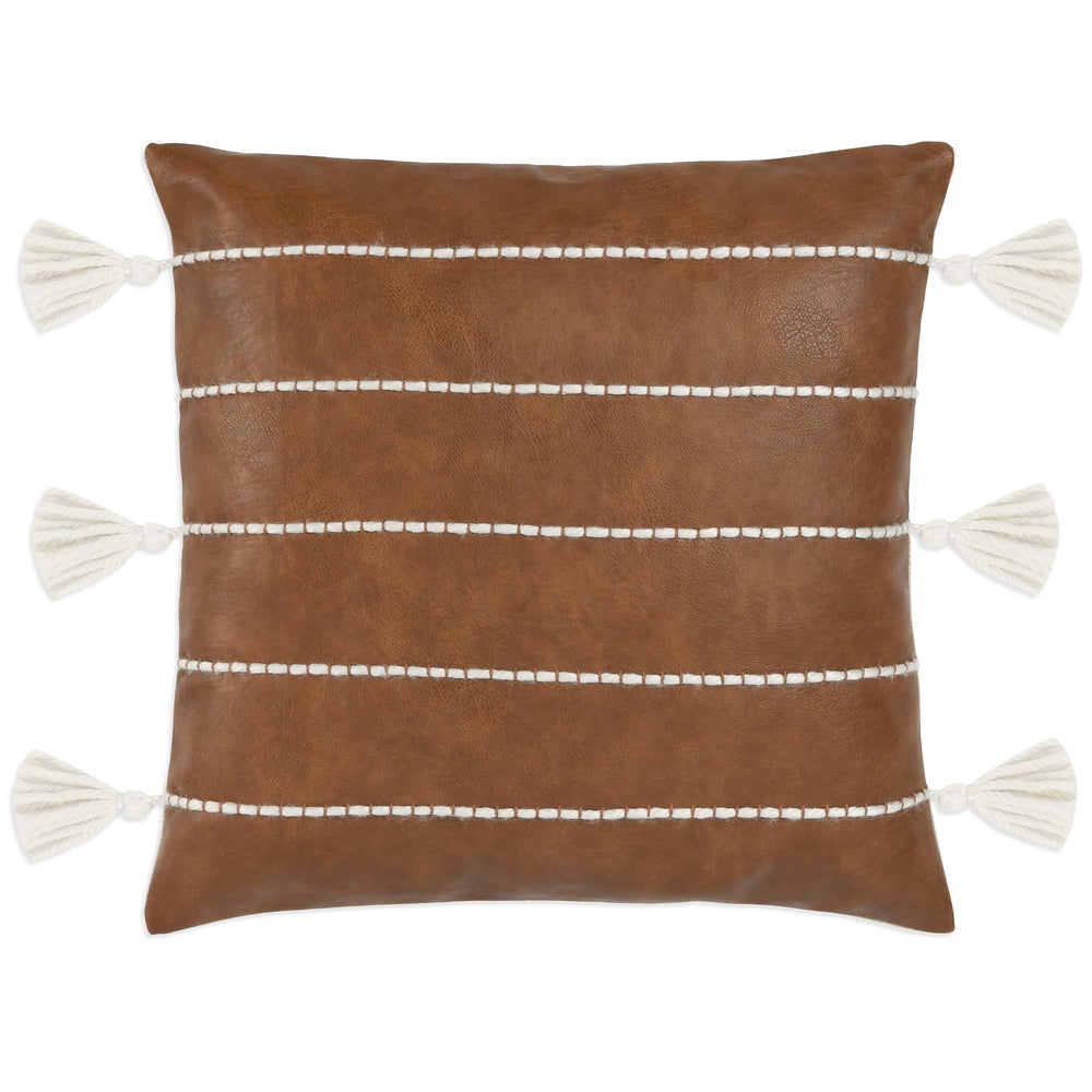 Ezekiel Vegan Leather Pillow, Brown