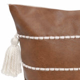 Ezekiel Vegan Leather Pillow, Brown