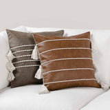 Ezekiel Vegan Leather Pillow, Brown