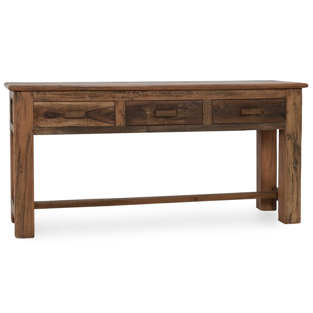 Ezra 3 Drawer Console Table, Natural-Furniture - Storage-High Fashion Home