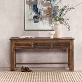 Ezra 3 Drawer Console Table, Natural-Furniture - Storage-High Fashion Home