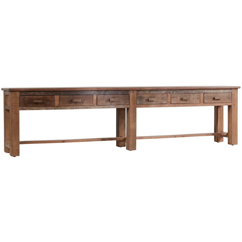 Ezra 6 Drawer Console Table, Natural-Furniture - Storage-High Fashion Home