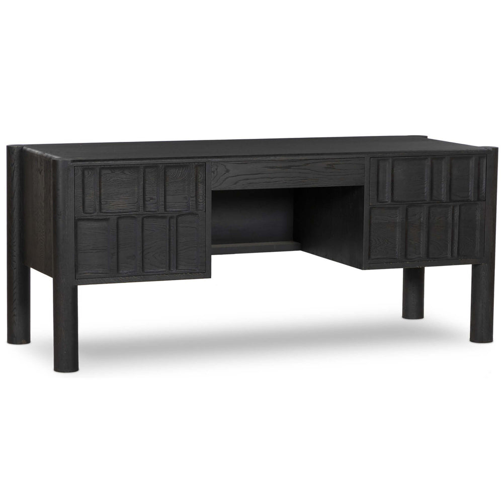 Ezri Desk, Carved Black-Furniture - Office-High Fashion Home