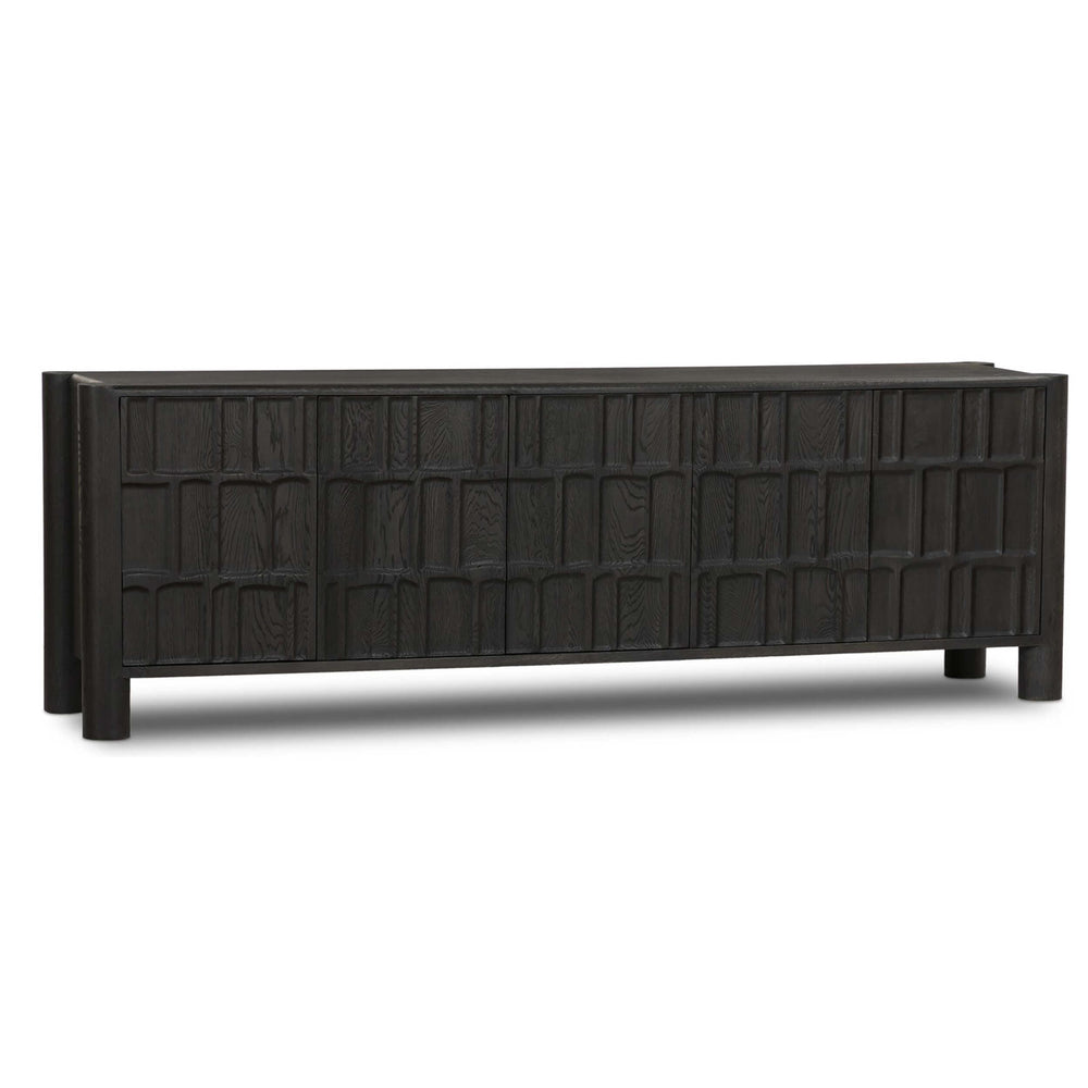 Ezri Media Console, Black-Furniture - Storage-High Fashion Home