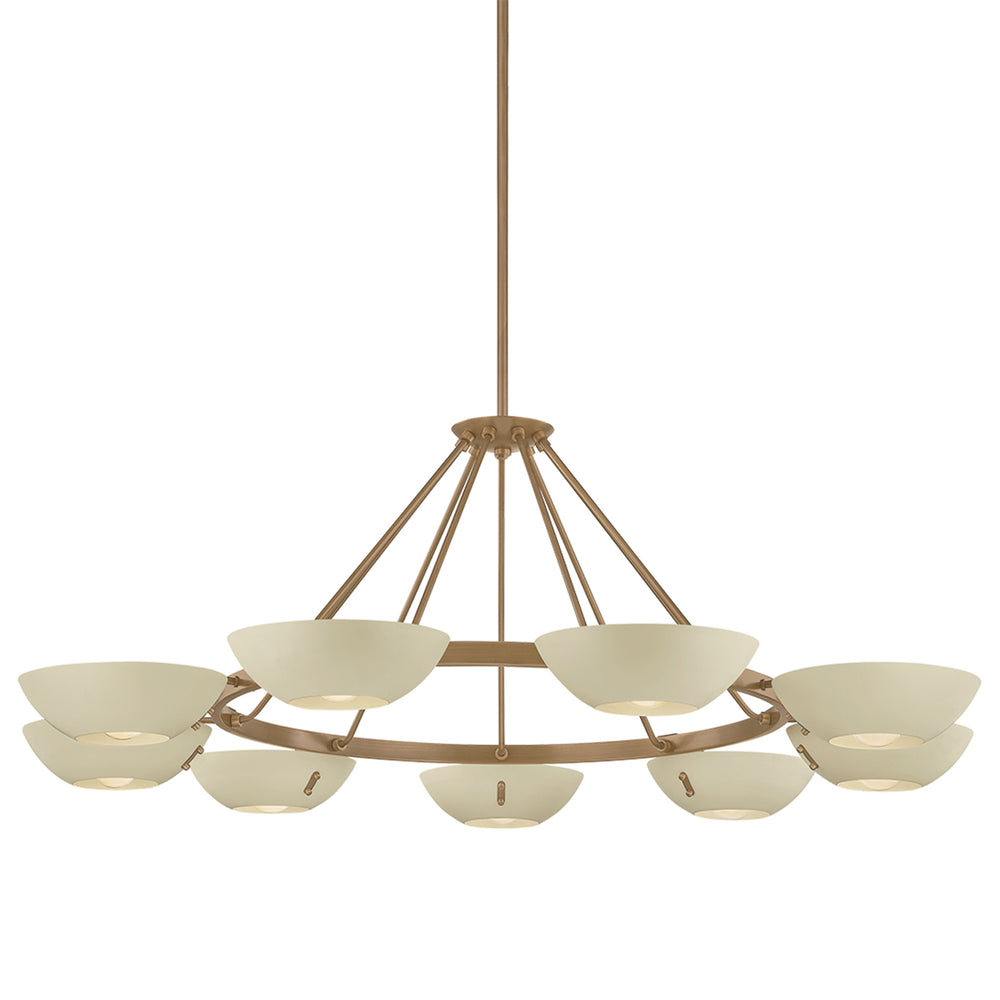 Alturas 9 Light Chandelier, Patina Brass/Soft Sand