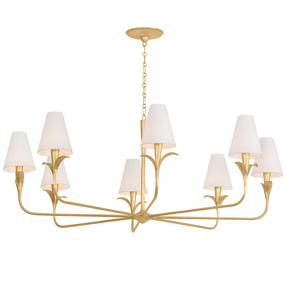 Quill 8 Light Chandelier, Gilded Ivory