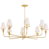Quill 8 Light Chandelier, Gilded Ivory