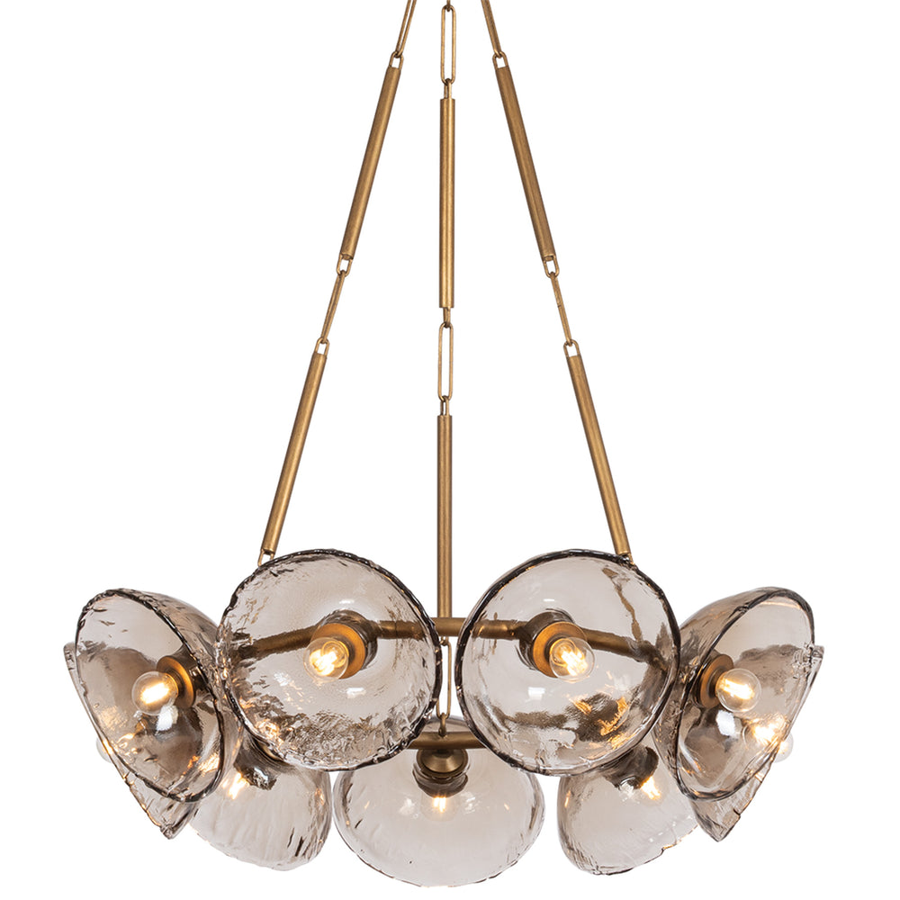 Diego 9 Light Chandelier, Patina Gold Leaf