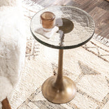 Fabiana Round Accent Table, Brass-Furniture - Accent Tables-High Fashion Home