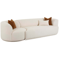 Fickle Boucle 2 Piece Modular RAF Sofa, Cream-Furniture - Sofas-High Fashion Home