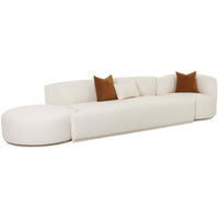 Fickle Boucle 3 Piece Chaise Modular Sofa, Cream