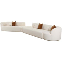 Fickle Boucle 4 Piece Modular LAF Sectional, Cream-Furniture - Sofas-High Fashion Home