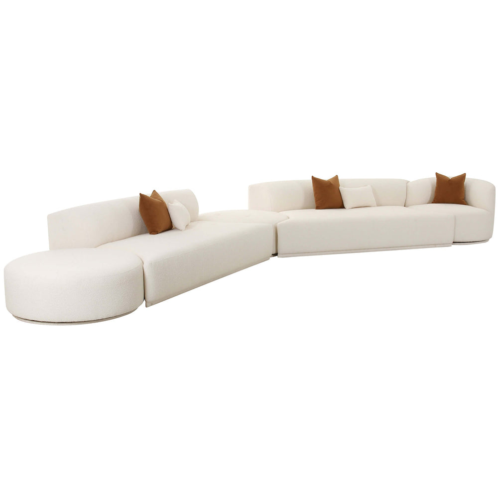 Fickle Boucle 5 Piece Modular Chaise Sectional, Cream
