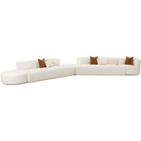 Fickle Boucle 5 Piece Modular Chaise Sectional, Cream