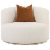 Fickle Boucle Swivel Chair, Cream-Furniture - Chairs-High Fashion Home