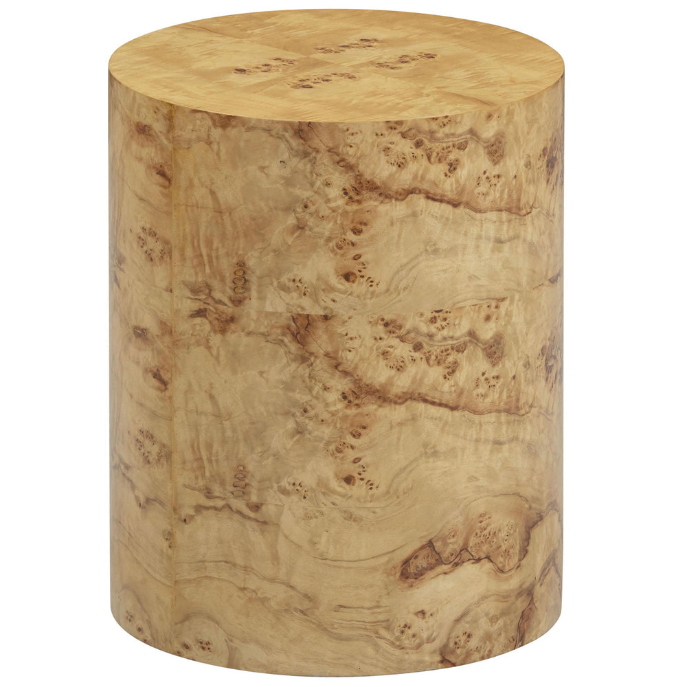 Fig Burl Drum Side Table, Natural-Furniture - Accent Tables-High Fashion Home