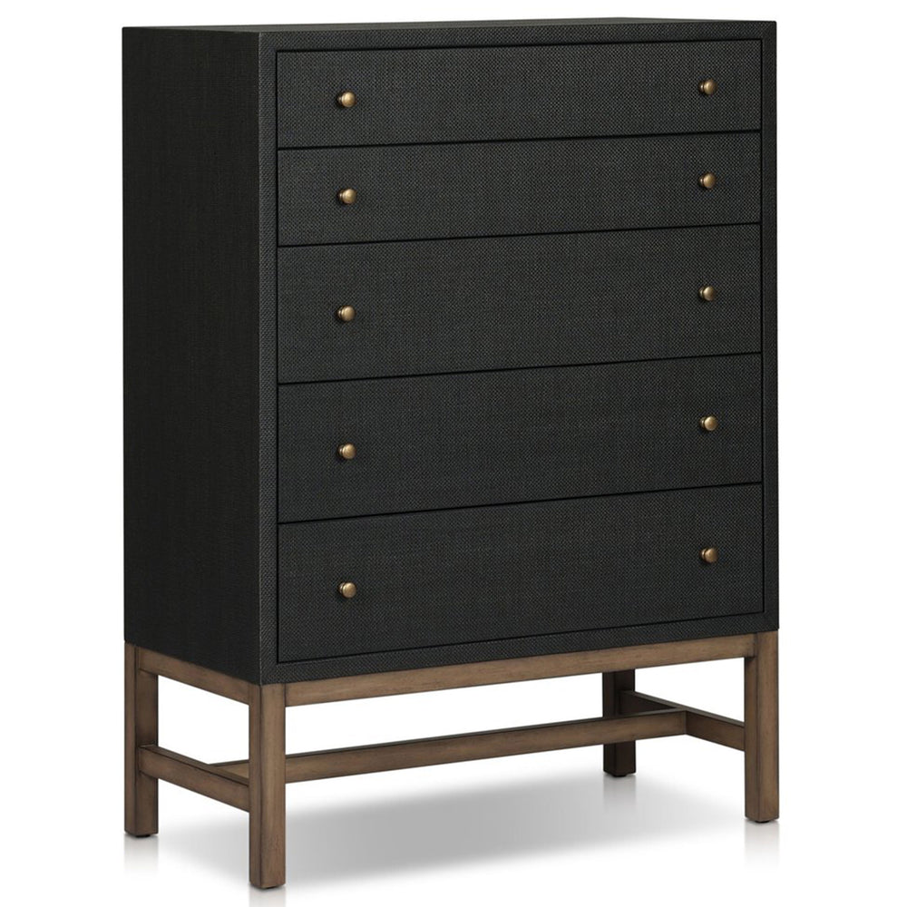 Fiona Tall Dresser, Black Raffia by Four Hands