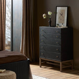 Fiona Tall Dresser, Black Raffia by Four Hands