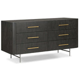 Fletcher 6 Drawer Dresser, Distressed Black