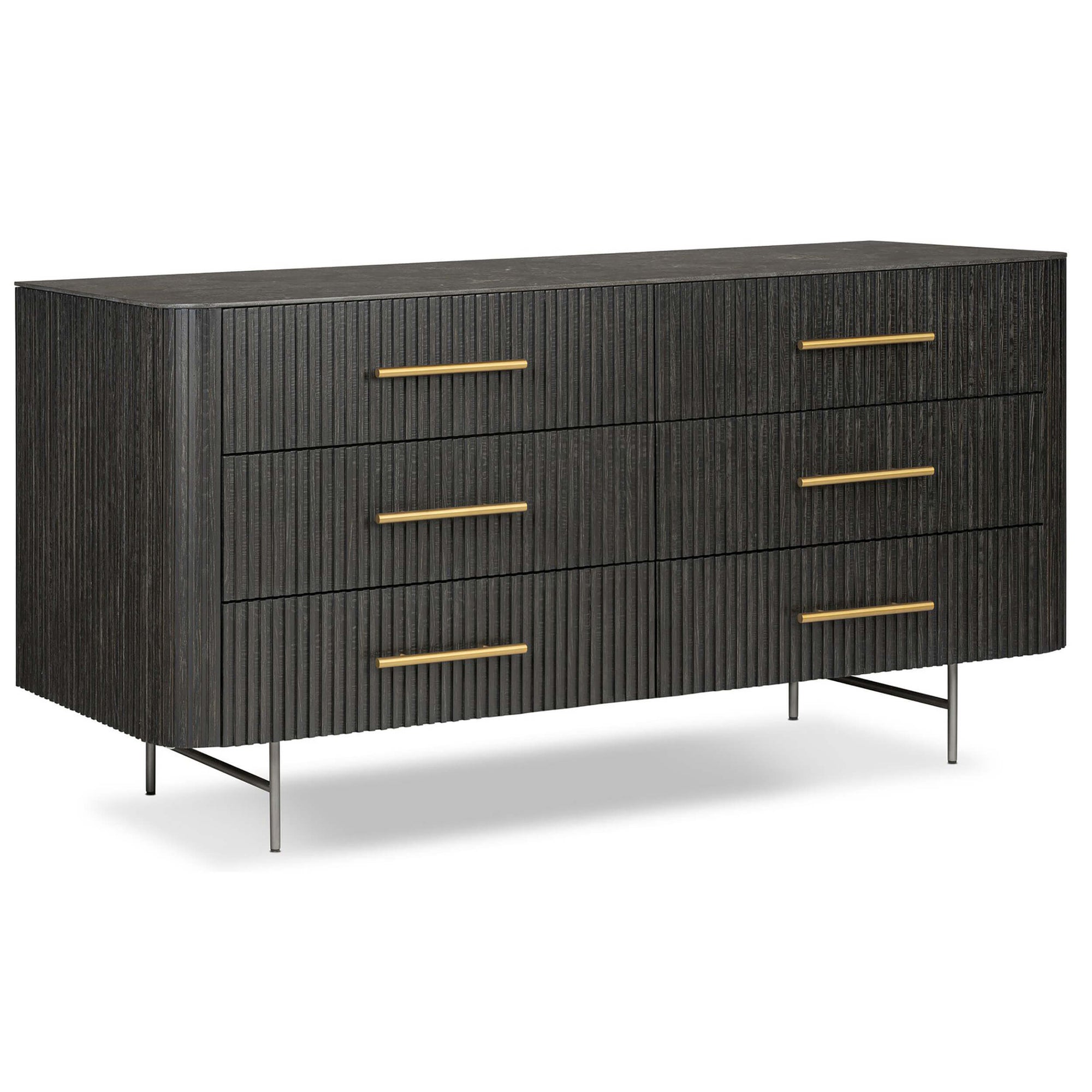 Fletcher 6 Drawer Dresser, Distressed Black by Four Hands High Fashion Home Fletcher 6 Drawer Dresser, Distressed Black by Four Hands High Fashion Home